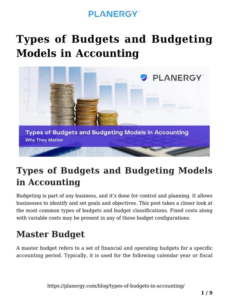 Types Of Budgets In Accounting | PDF