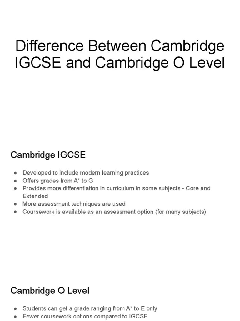 Difference Between Cambridge IGCSE And Cambridge O Level | PDF