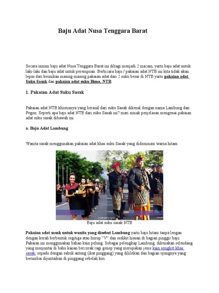 Baju Adat Nusa Tenggara Barat  PDF.