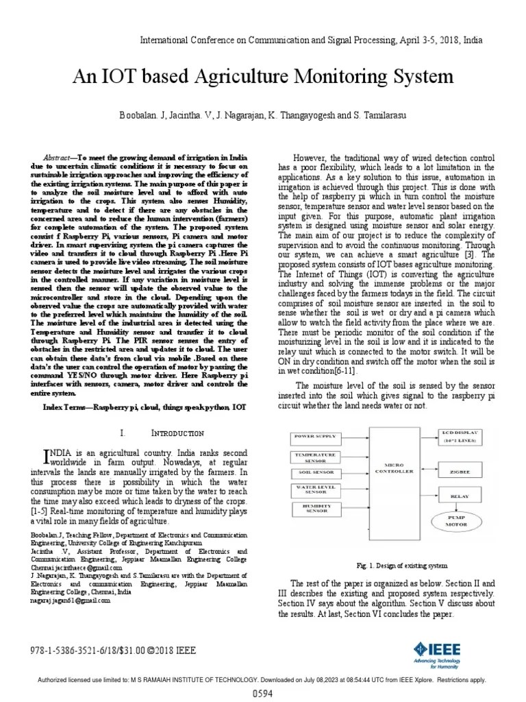 An IOT Based Agriculture Monitoring System | PDF | Electric Motor ...