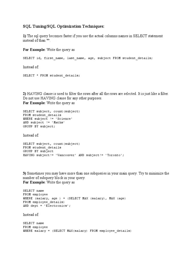 SQL Tuning | Download Free PDF | Software Engineering | Data