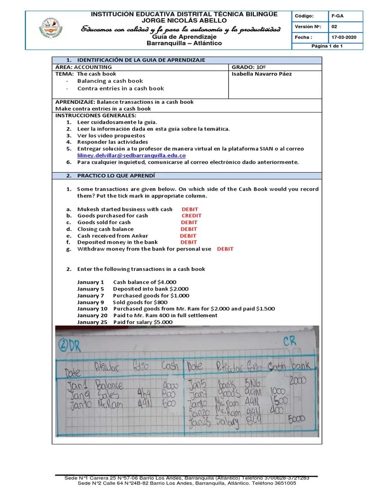 The Cash Book | PDF | Debits And Credits | Financial Economics
