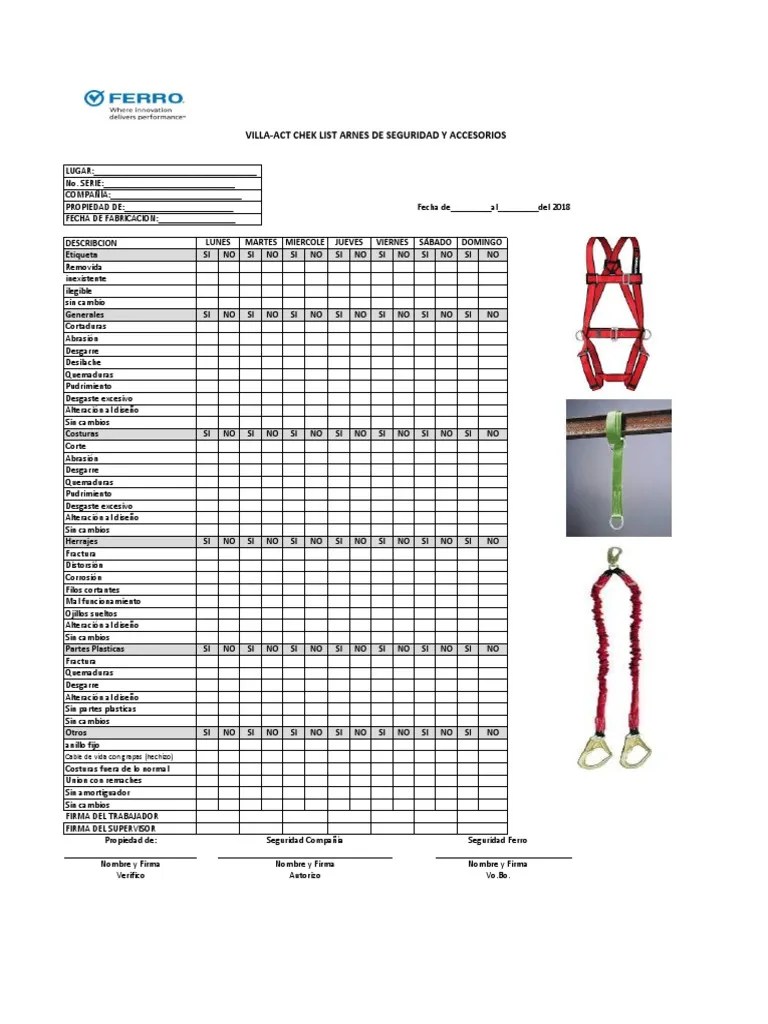 Check List Arnes De Seguridad | PDF