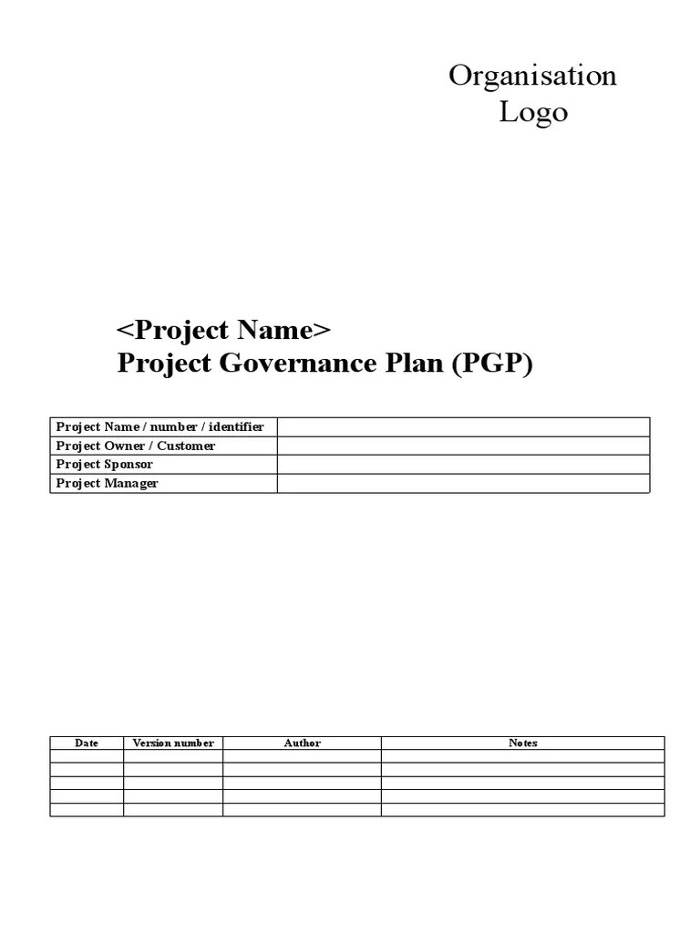 Project Governance Plan Template | PDF | Governance | Software ...