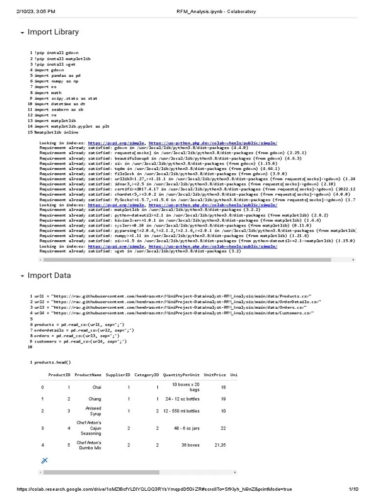 RFM - Analysis - Ipynb - Colaboratory | PDF | Applied Mathematics | Computer Programming