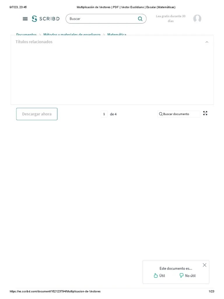 Multiplicación De Vectores - PDF - Vector Euclidiano - Escalar (Matemáticas) | PDF | Vector ...
