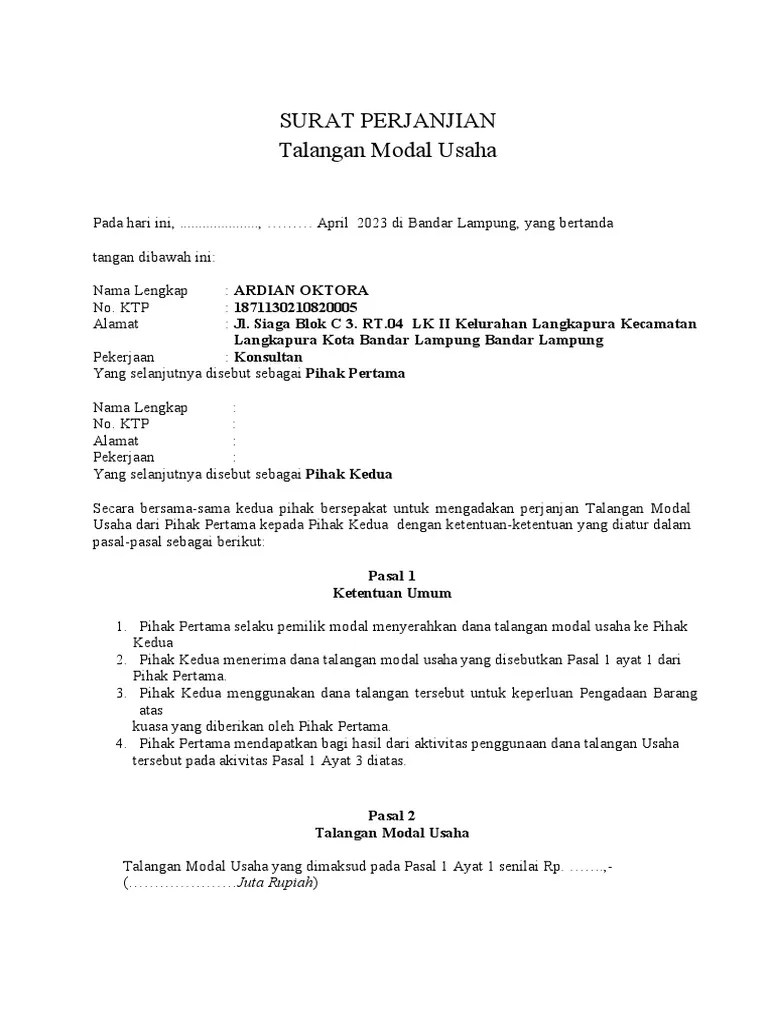Draft Perjanjian Kerjasama | PDF