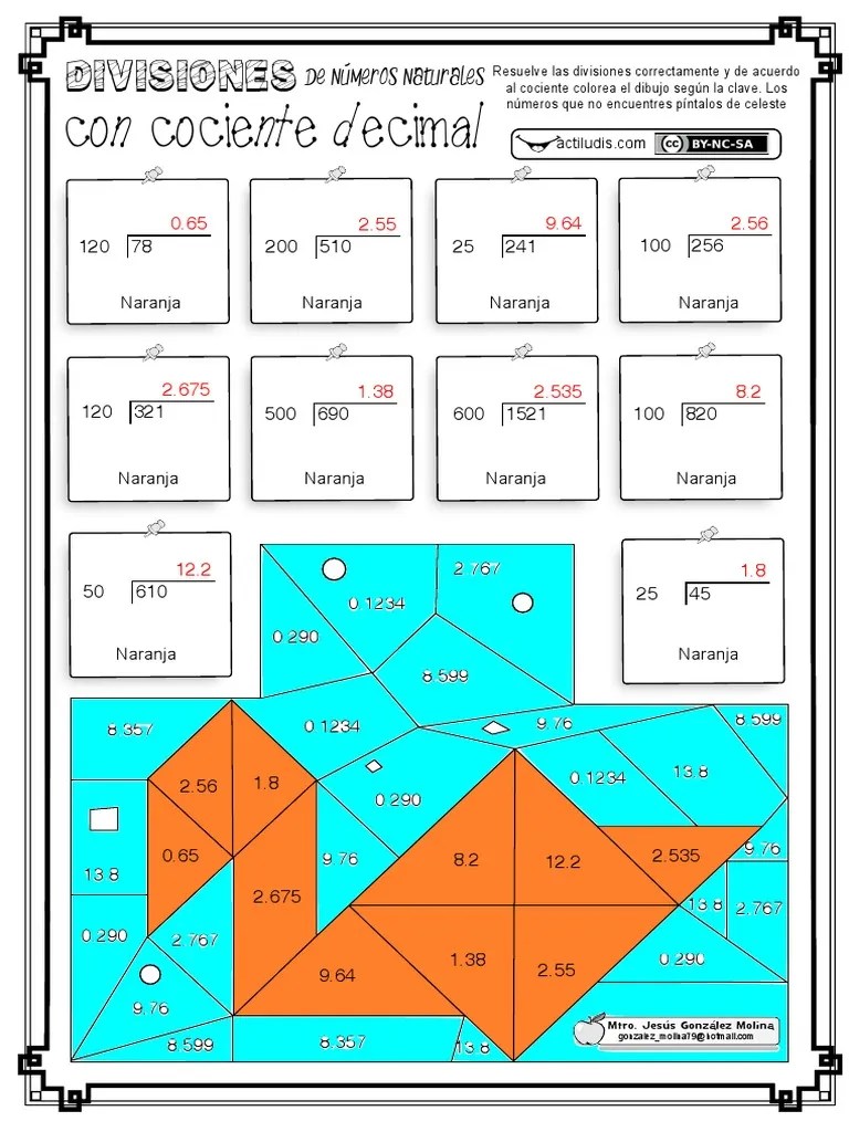 Division De Numeros Naturales Con Cociente Decimal 2 CLAVE | PDF
