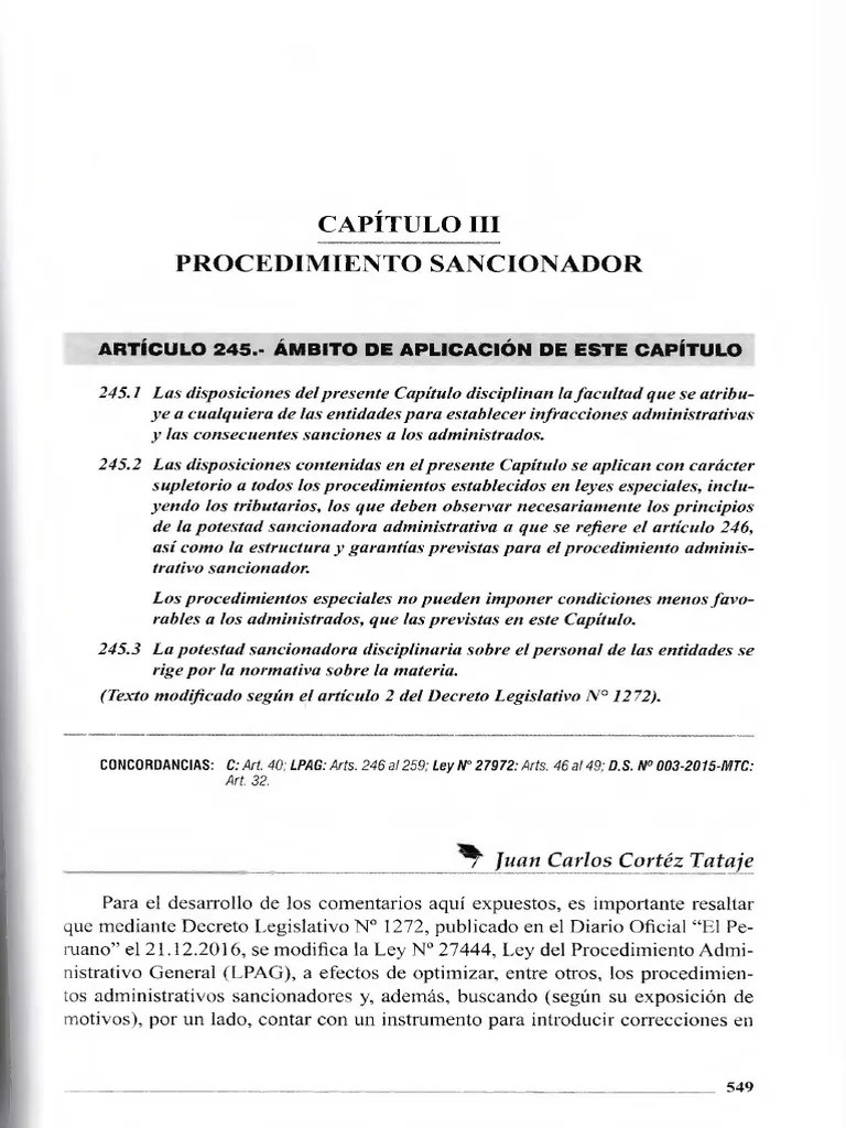 Procedimiento Sancionador Principios Y Definición Comentarios Al TUO De ...