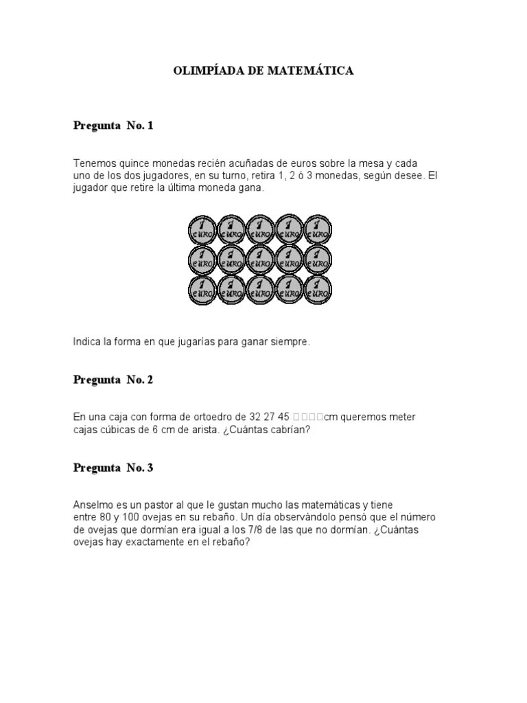 Ejercicios De Olimpiadas De Las Matemáticas 2 | PDF