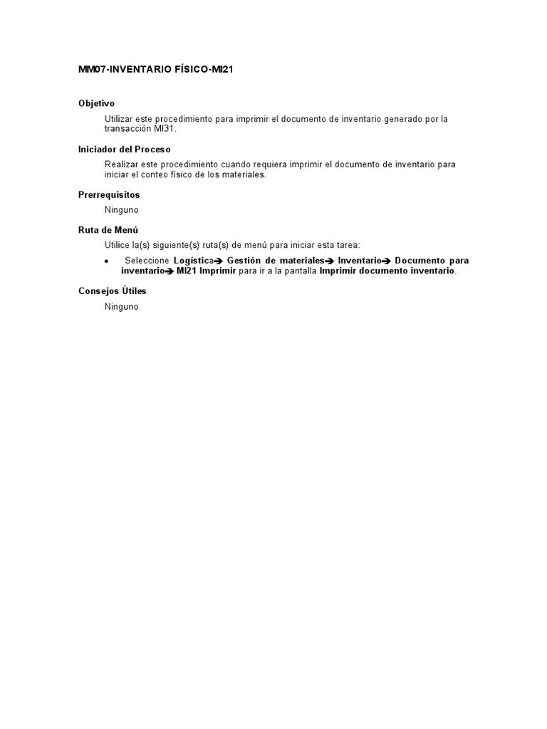 MI27 Impresion De Documento De Inventario En SAP | PDF