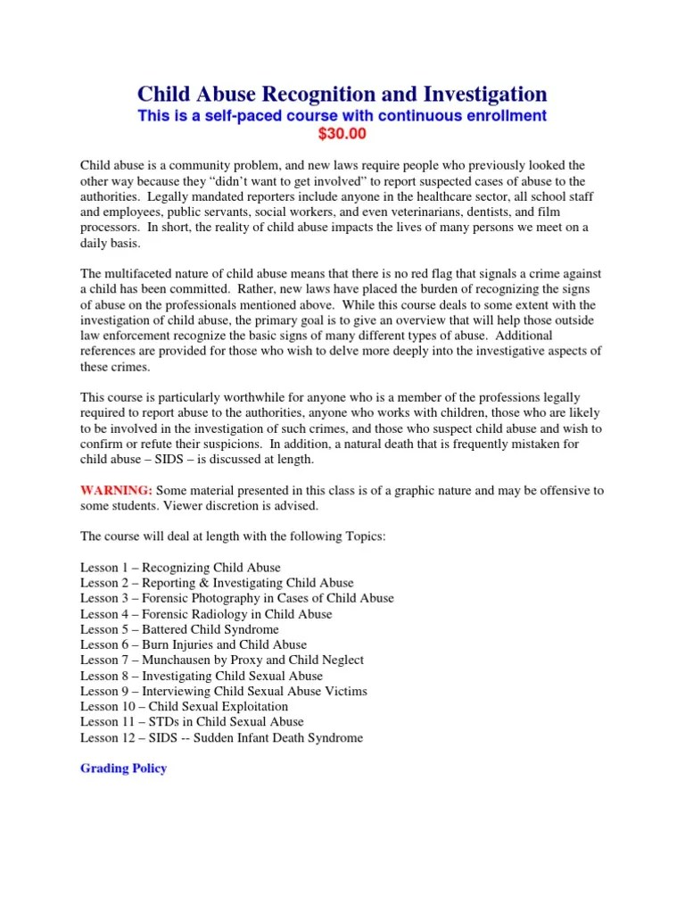 Child Abuse Syllabus | PDF | Child Abuse | Social Institutions