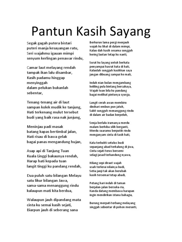 Maksud setiap rangkap pantun dengan bimbingan guru. Pantun Kasih Sayang Pdf