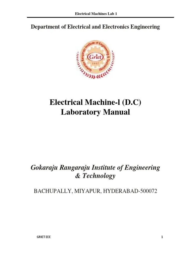 Electrical Machines Lab 1 Electrical Mac | PDF | Electric Motor | Electric Generator