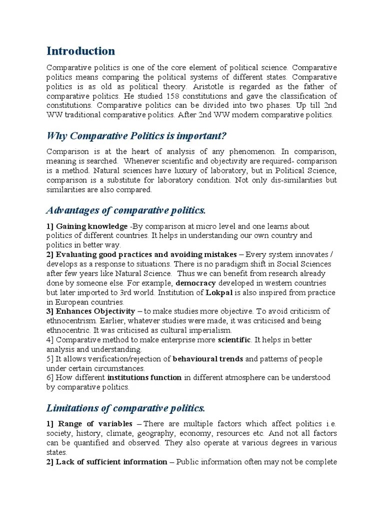 Comparative Politics | PDF | Sociology | System