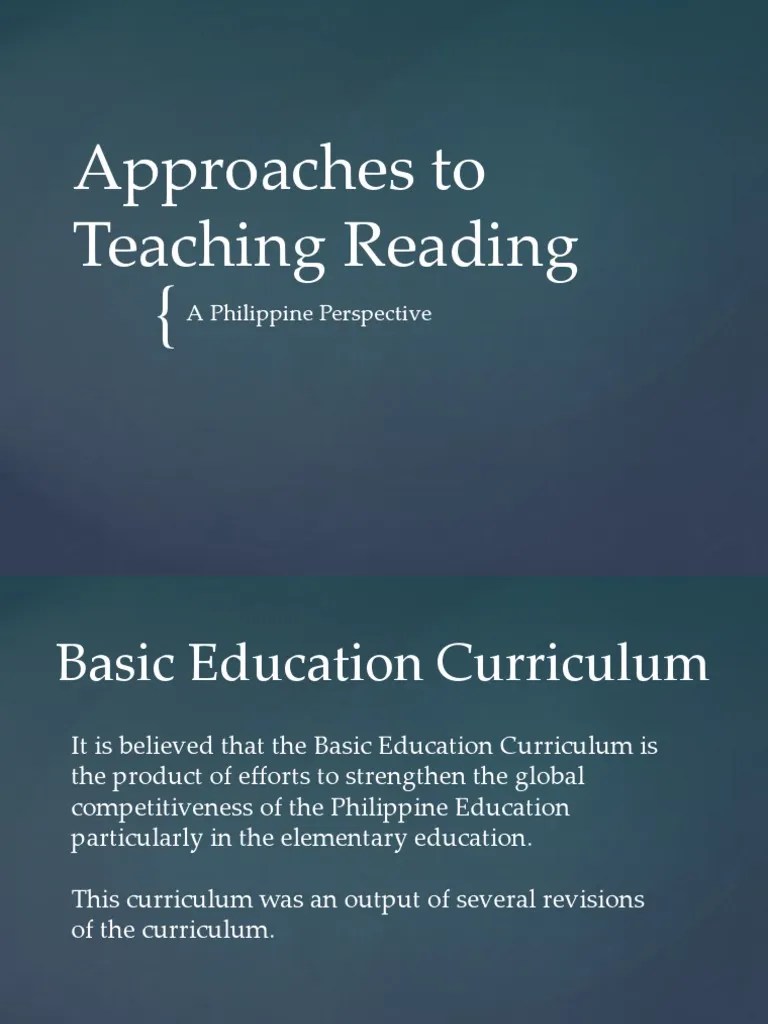 Approaches To Teaching Reading | PDF | Communication | Secondary Education