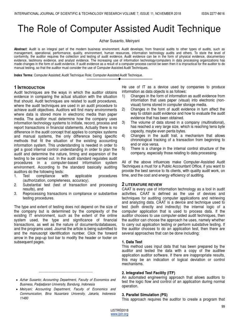 The Role Of Computer Assisted Audit Technique | PDF | Audit | Business