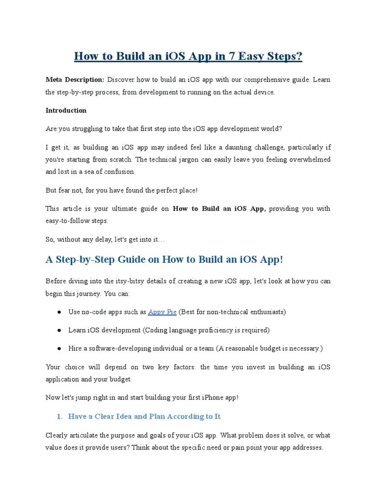 How To Build An IOS App | PDF | Ios | Xcode