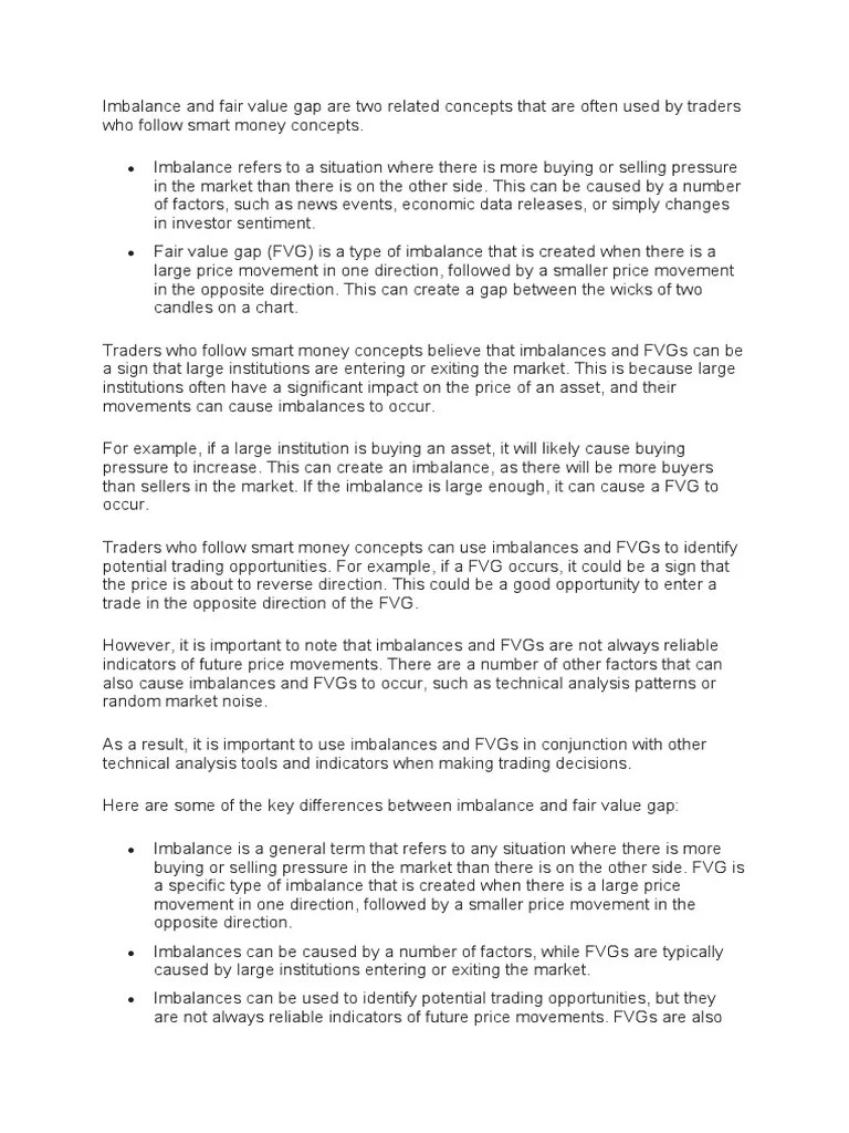 Imbalance And Fair Value Gap | PDF | Technical Analysis | Prices