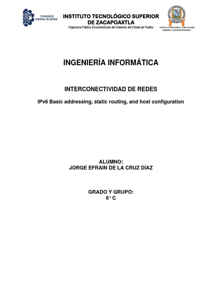 IPv6 Basic Addressing, Static Routing, And Host Configuration | PDF ...