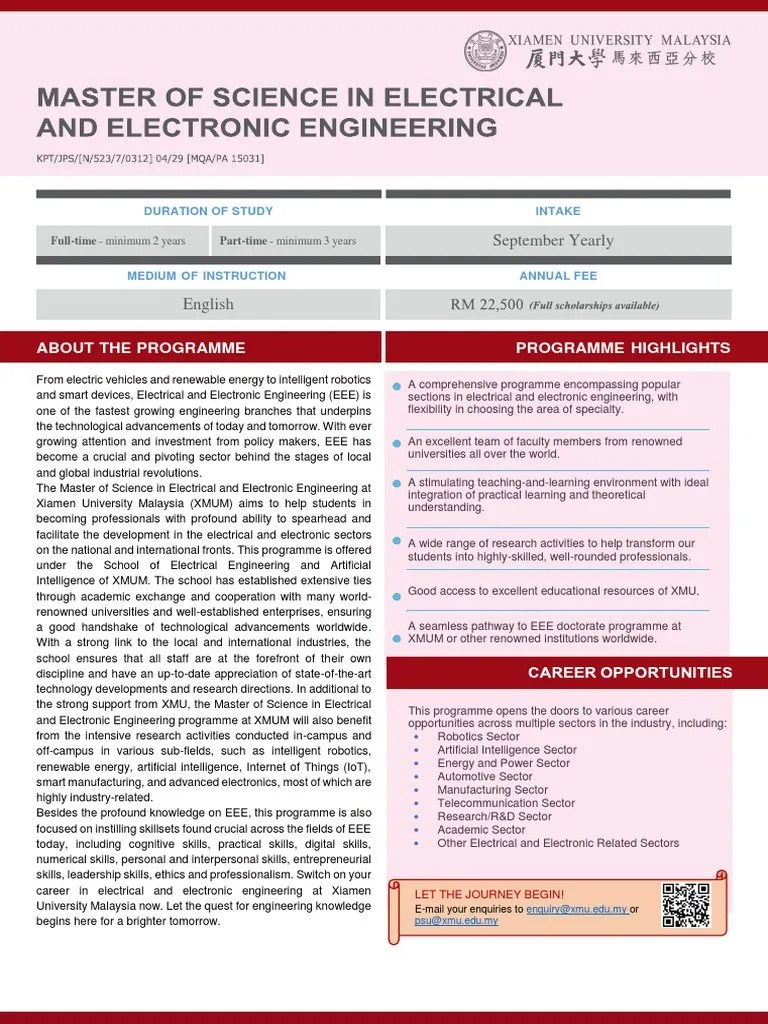 Master Of Science In Electrical And Electronic Engineering | PDF ...