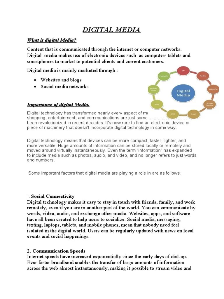 Importance Of Digital Media | PDF | Media (Communication) | Internet