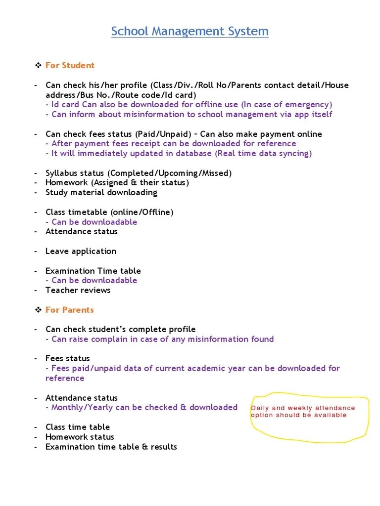 School Management System | PDF | Online And Offline | Libraries