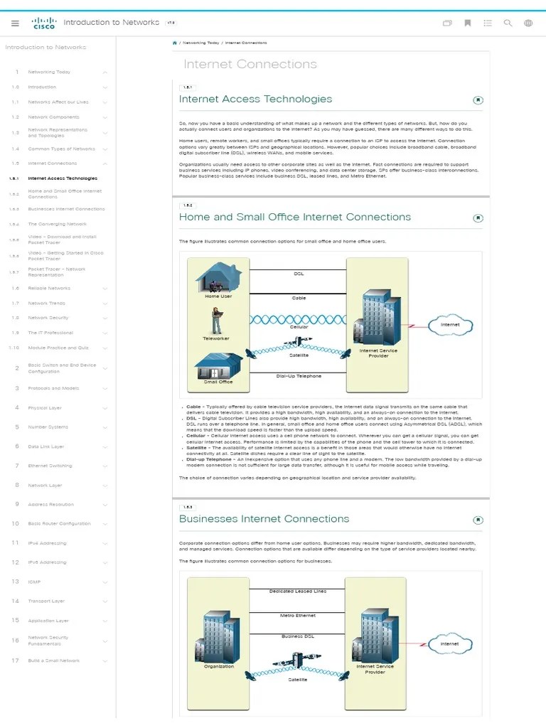 1.5 Introduction To Networks - Internet Connections | PDF | Computer ...