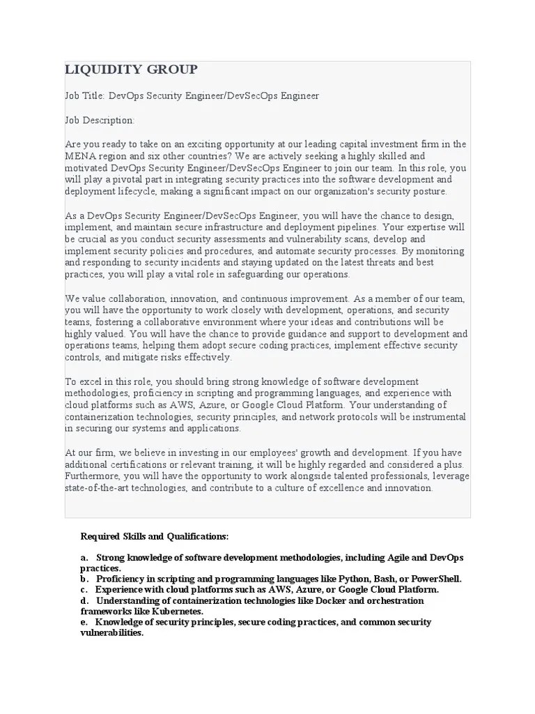 DevSecOps JD | PDF | Computer Security | Security