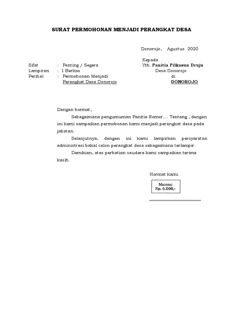 Contoh Format Berkas Pendaftaran | PDF