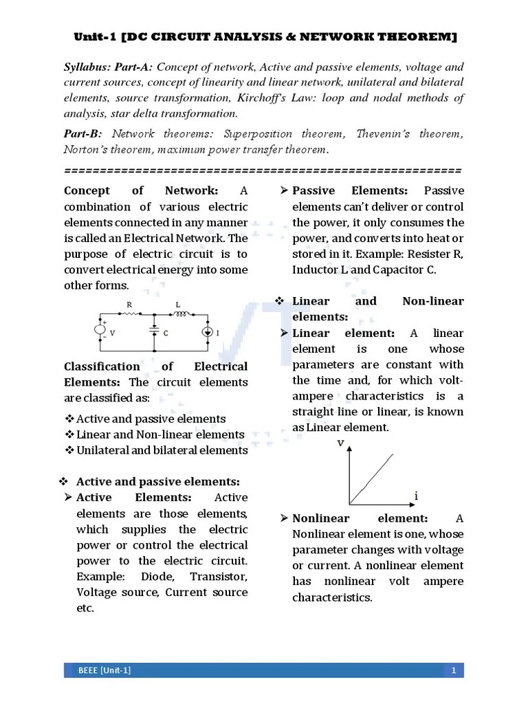 Unit 1 Updated | PDF | Electrical Network | Network Analysis ...