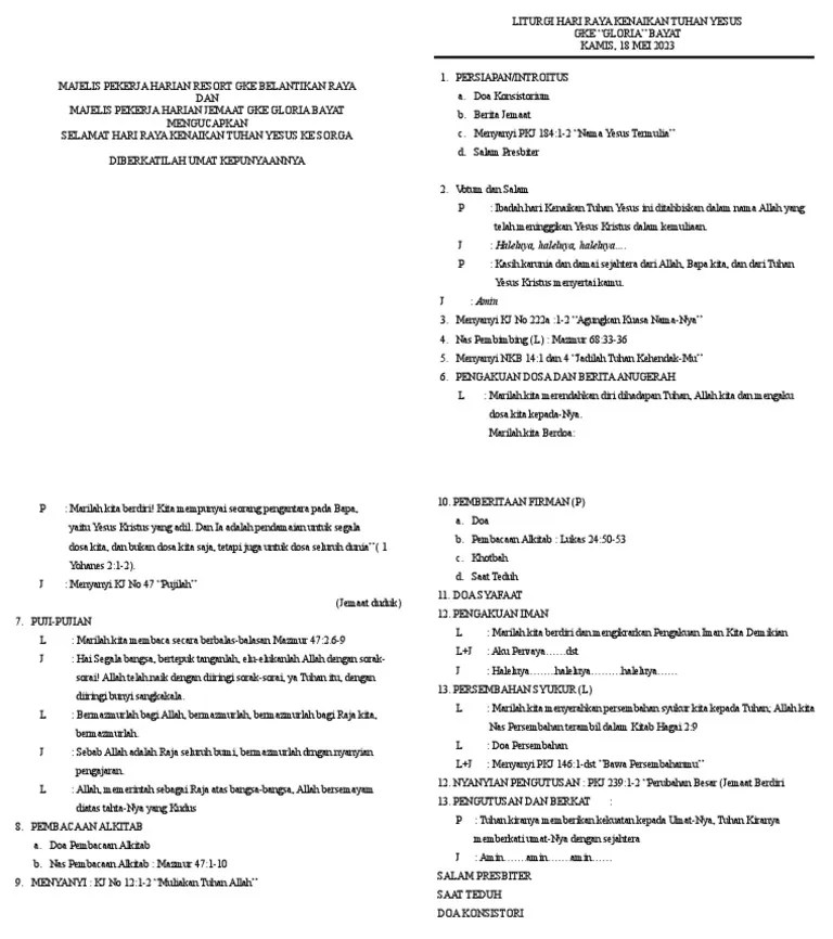 Liturgi Kenaikan Tuhan Yesus Ke Sorga | PDF