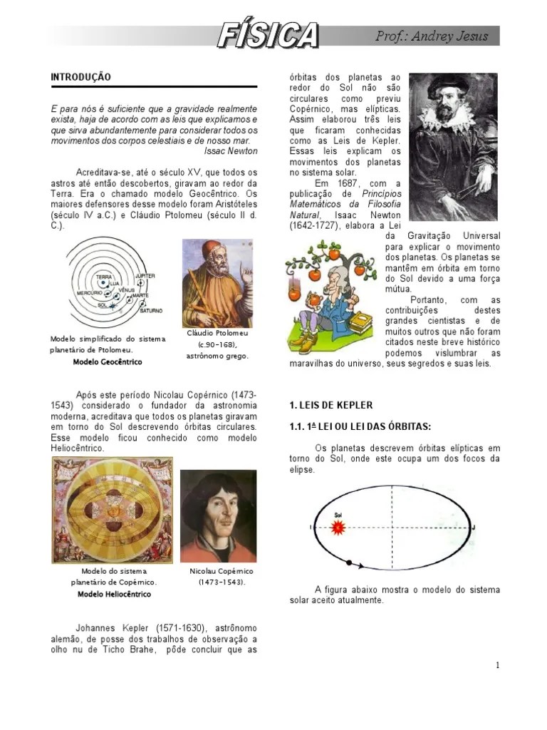 Apostila De Física (4º Bimestre) | PDF | Órbita | Terra