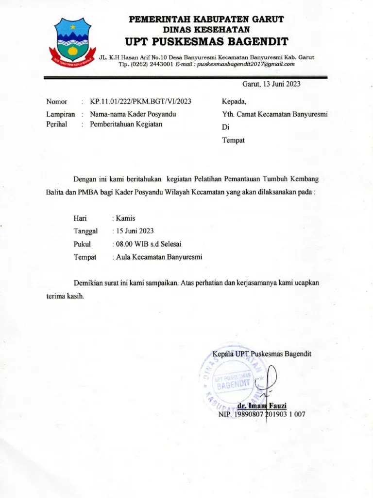 Surat Pemberitahuan Kegiatan | PDF