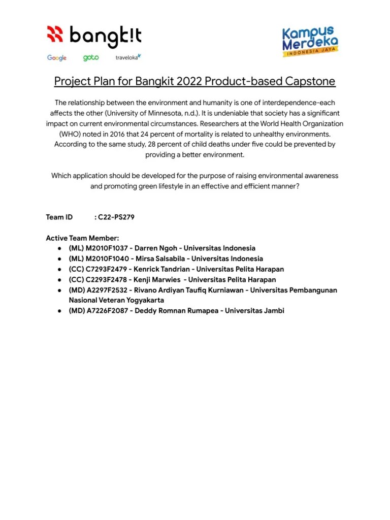 EcoSense Capstone Project Plan - Bangkit 2022 | PDF | Web Application ...