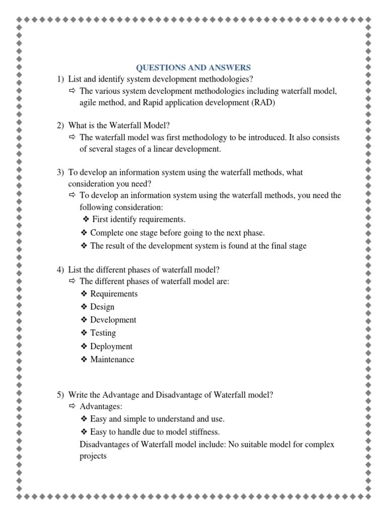 System Development Methodologies Questions And Answers | PDF | Software ...