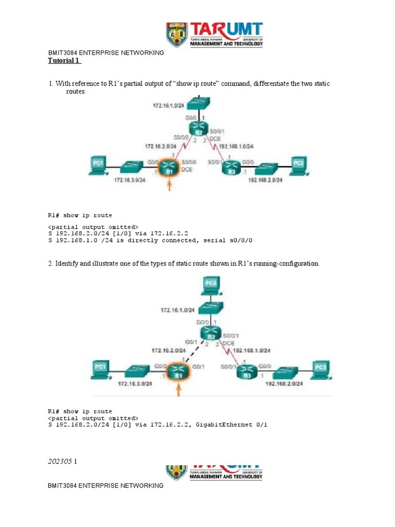 T1 IP Static Routing, Troubleshoot Static And Default Routes | PDF | Ip ...