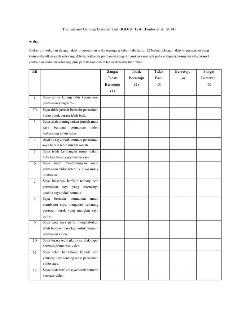 The Internet Gaming Disorder Test PDF 1