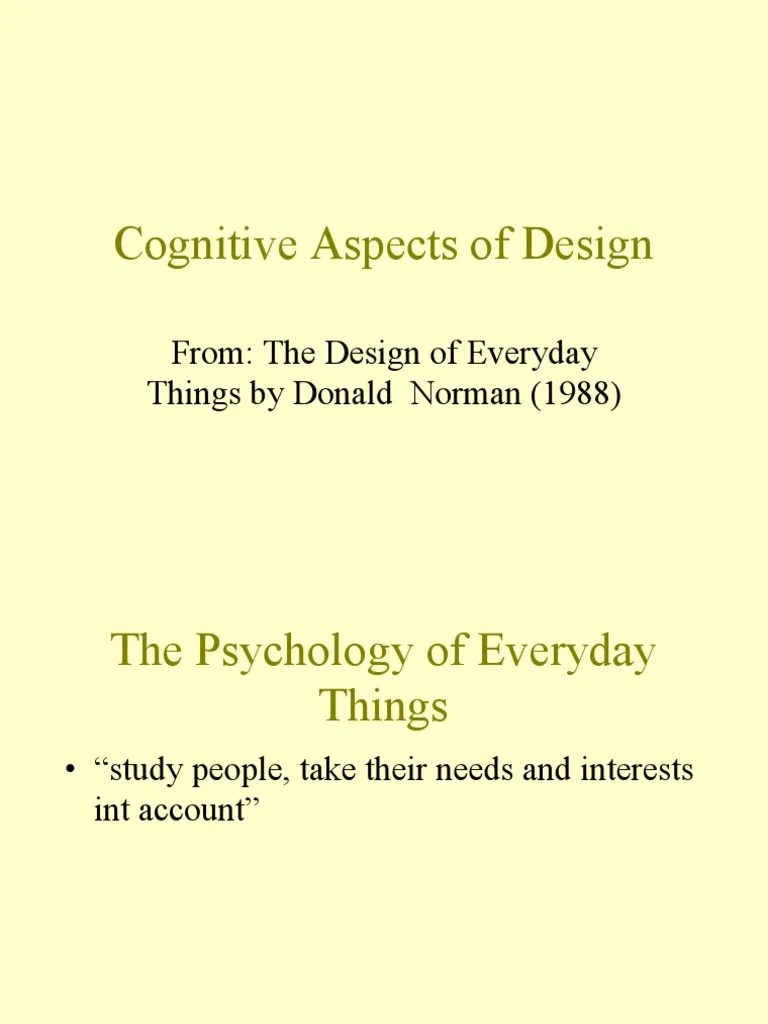 Cognitive Aspects Of Design | PDF | Thought | Consciousness