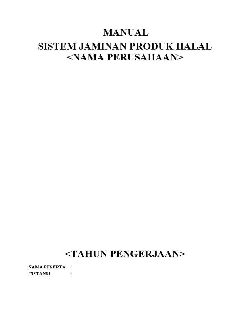 MAN-SJPH-1 Manual Sistem Jaminan Produk Halal - Non PBK Peserta Rev00 | PDF