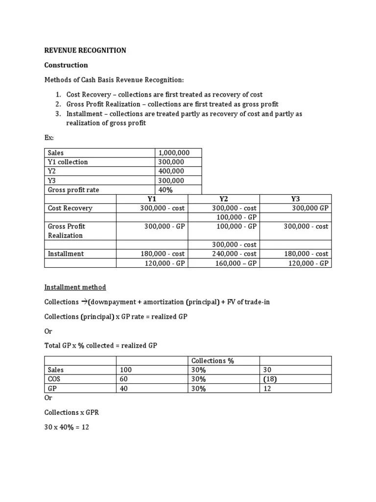 Revenue Recognition | PDF | Revenue | Cost