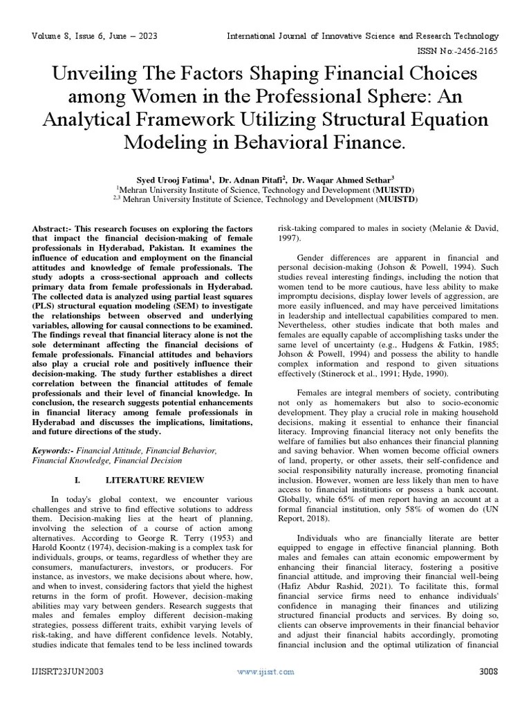 Unveiling The Factors Shaping Financial Choices Among Women In The ...