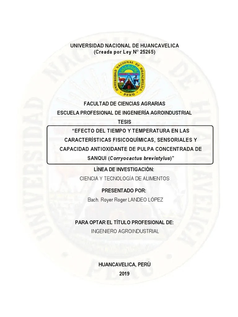 Tesis 2019 Ing. Agroindustrial Landeo López | PDF | Flores | Química
