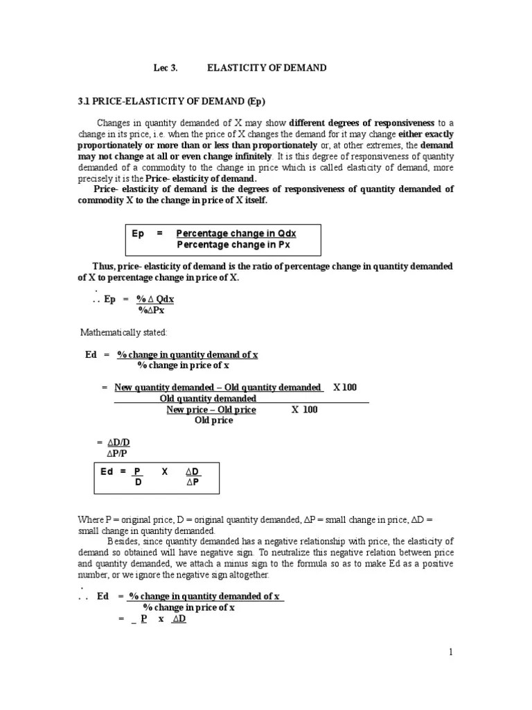 Eco 3-Elasticity Of Demand | PDF | Demand | Price Elasticity Of Demand