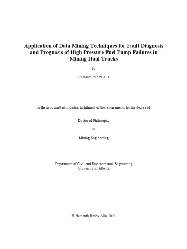 PHD Thesis Application Of Data Mining Techniques For Fault Diagnosis ...