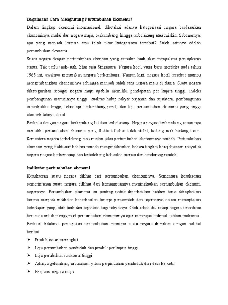 Bagaimana Cara Menghitung Pertumbuhan Ekonomi | PDF