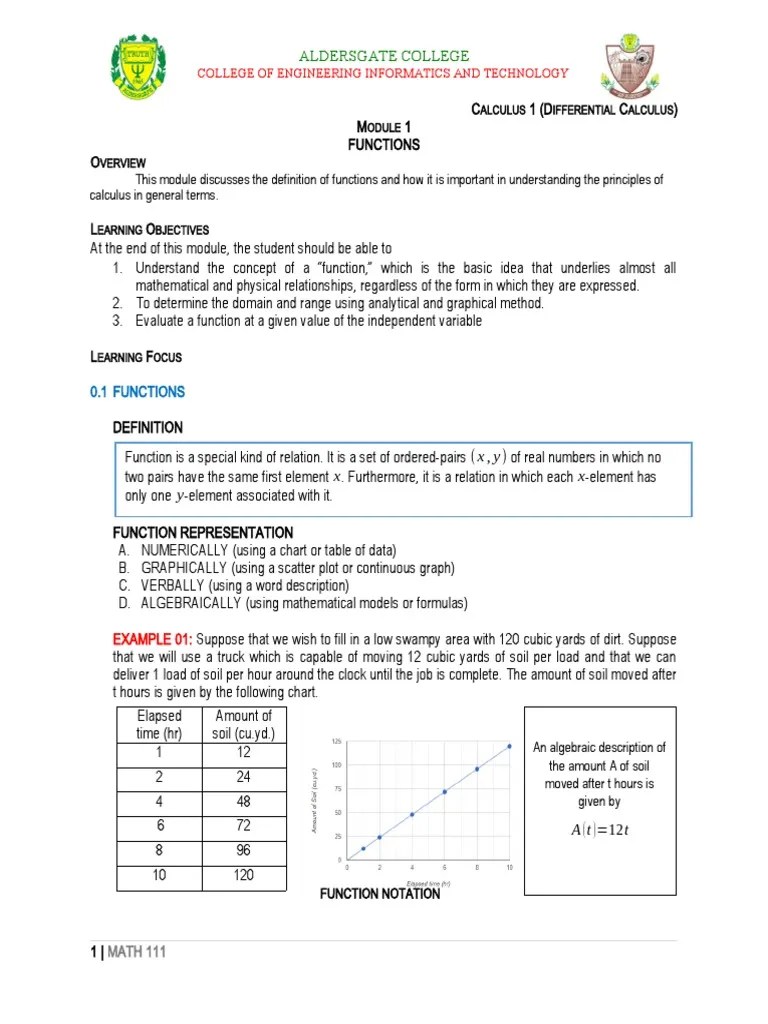 Module 01 Functions | Download Free PDF | Function (Mathematics ...