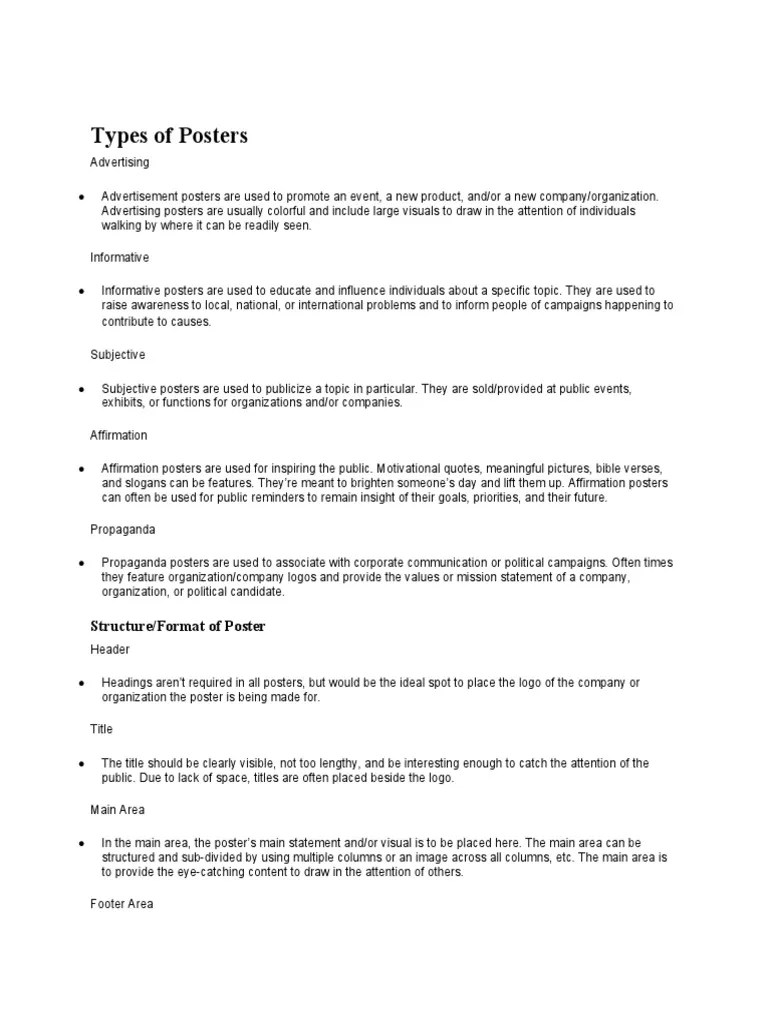 Types Of Posters | PDF | Poster | Advertising