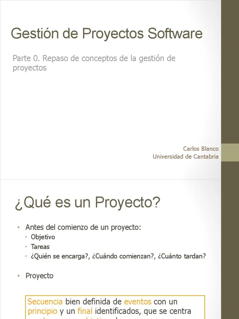 Gestion De Proyectos Software Parte 0 Re | PDF | Gestión De Proyectos ...