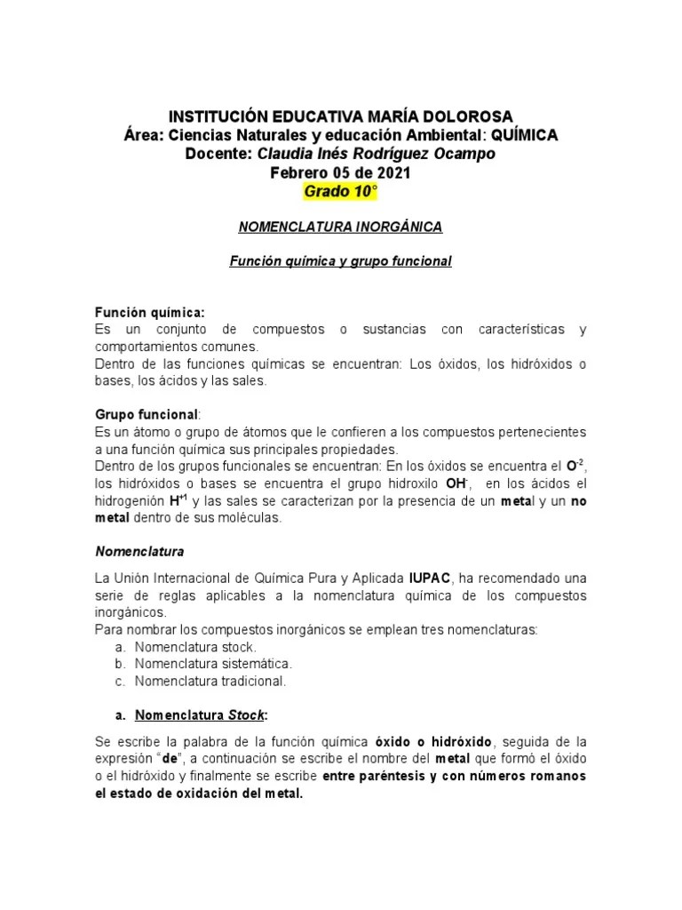 Nomenclatura Inorgánica - Óxidos | PDF | Óxido | Dióxido De Azufre